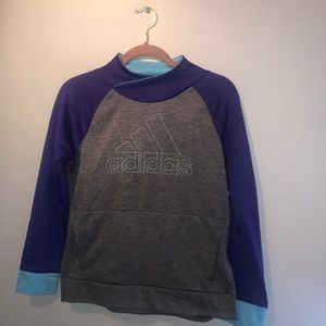 purple and blue adidas sweatshirt dryfit